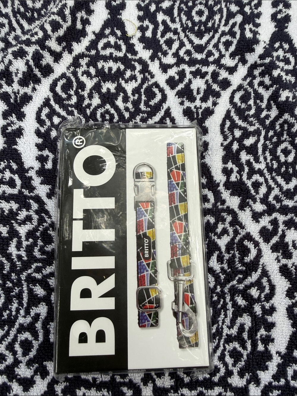 BRITTO Multicolor small size, dog collar, and leash nwt